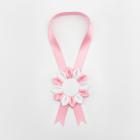 Kokarda na krk 12 cm Classic, bílo- světle růžová 