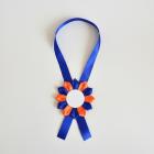 Kokarda na krk 12 cm Classic, modrá-oranžová 