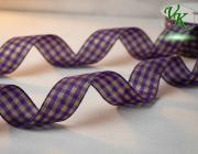 Kostková stuha s metaloplastem a drátem, 25 mm, fialová 