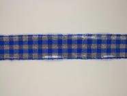 Kostková stuha s metaloplastem a drátem, 25 mm, modrá 