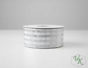 Kostková stuha s metaloplastem a drátem, 40 mm, bílá 