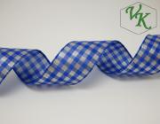 Kostková stuha s metaloplastem a drátem, 40 mm, modrá 