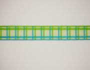 Kostková stuha s monofilem a drátem 25 mm, modro-zelená 