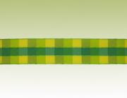 Kostková stuha se vzorem a drátem, 40mm, zelená 