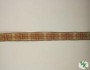 Plátnová stuha s metaloplastem a drátem, 10 mm, hnědá 