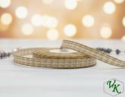 Plátnová stuha s metaloplastem a drátem, 10 mm, okrová 