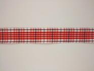 Plátnová stuha s monofilem,vzorem a drátem, 25mm, červená 