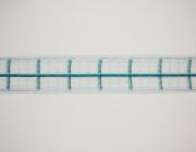 Plátnová stuha s monofilem,vzorem a drátem, 25mm, modrá 