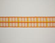 Plátnová stuha s monofilem,vzorem a drátem, 25mm, oranžová 