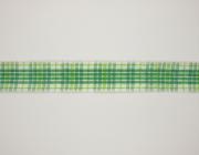 Plátnová stuha s monofilem,vzorem a drátem, 25mm, zelená 