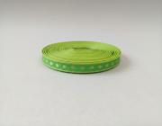 Plátnová stuha se vzorem a drátem, 10 mm, zelená 