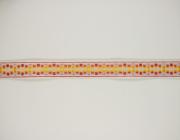 Plátnová stuha se vzorem a drátem, 15mm, 15 mm, červeno-oranžová 