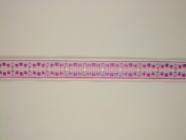 Plátnová stuha se vzorem a drátem, 15mm, 15 mm, růžová 