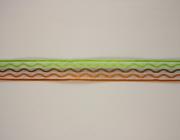 Plátnová stuha se vzorem a drátem, 15mm, 15 mm, zeleno-hnědá 