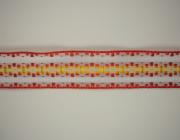 Plátnová stuha se vzorem a drátem 25 mm, červeno-oranžová 