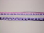 Plátnová stuha se vzorem a drátem 25 mm, růžovo-fialová 