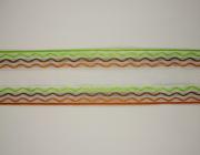 Plátnová stuha se vzorem a drátem, 40mm, zeleno-hnědá 