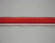 Plátnová stuha se vzorem, monofilem a drátem, 25mm, červená 