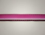 Plátnová stuha se vzorem, monofilem a drátem, 25mm, růžová 