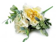 Umělá kytice s růží,  26 cm, žlutá 