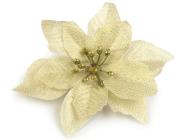 Vánoční hvězda 14 cm s lurexem zlatá 