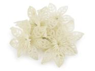 Vánoční hvězda 7 cm na drátku s glitry, béžová 