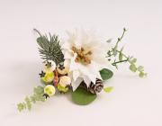 Zápich vánoční hvězda s bobulemi a eukalyptem 25 cm, bílá 