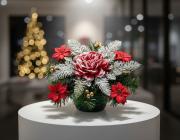 Zimní dekorace - zasněžená pivoňka 